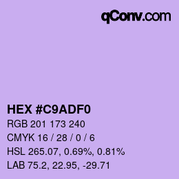 カラーコード: HEX #C9ADF0 | qconv.com