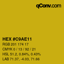 カラーコード: HEX #C9AE11 | qconv.com