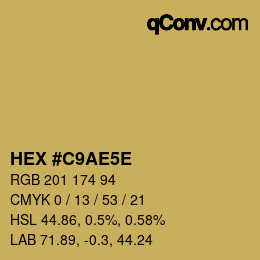 Color code: HEX #C9AE5E | qconv.com