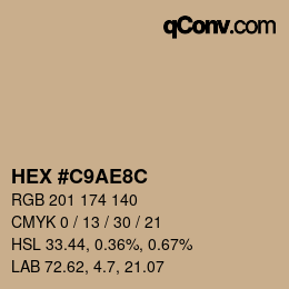 Color code: HEX #C9AE8C | qconv.com