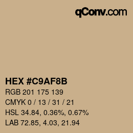Color code: HEX #C9AF8B | qconv.com