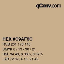 Color code: HEX #C9AF8C | qconv.com