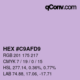 Color code: HEX #C9AFD9 | qconv.com