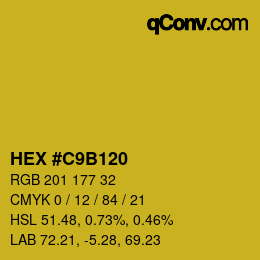 颜色代码: HEX #C9B120 | qconv.com