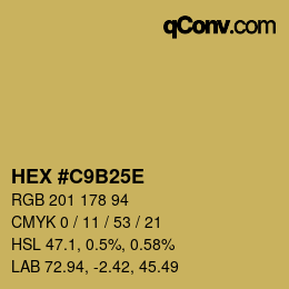 Color code: HEX #C9B25E | qconv.com