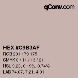 Color code: HEX #C9B3AF | qconv.com