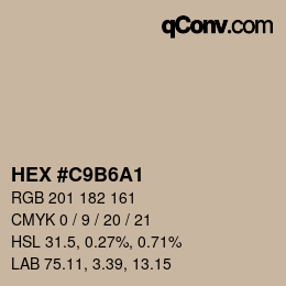 Color code: HEX #C9B6A1 | qconv.com