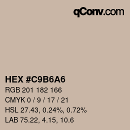 Color code: HEX #C9B6A6 | qconv.com