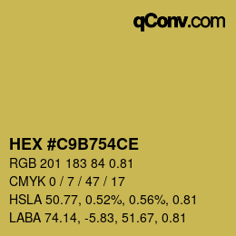 Farbcode: HEX #C9B754CE | qconv.com