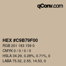 Color code: HEX #C9B79F00 | qconv.com