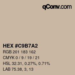Farbcode: HEX #C9B7A2 | qconv.com