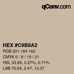 Farbcode: HEX #C9B8A2 | qconv.com