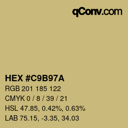 Color code: HEX #C9B97A | qconv.com