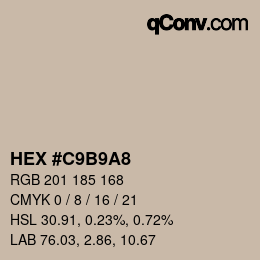 Color code: HEX #C9B9A8 | qconv.com