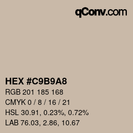 Color code: HEX #C9B9A8 | qconv.com