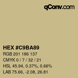 Color code: HEX #C9BA89 | qconv.com