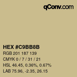 カラーコード: HEX #C9BB8B | qconv.com