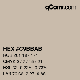 Farbcode: HEX #C9BBAB | qconv.com