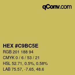 Farbcode: HEX #C9BC5E | qconv.com