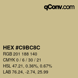 Color code: HEX #C9BC8C | qconv.com