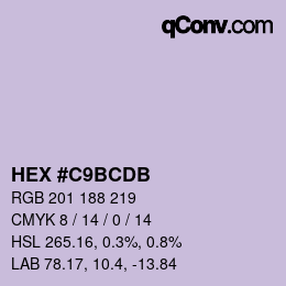 カラーコード: HEX #C9BCDB | qconv.com