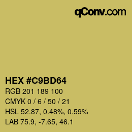 Color code: HEX #C9BD64 | qconv.com