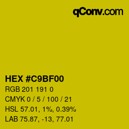 カラーコード: HEX #C9BF00 | qconv.com