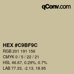Color code: HEX #C9BF9C | qconv.com