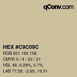 Color code: HEX #C9C09C | qconv.com