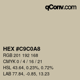 カラーコード: HEX #C9C0A8 | qconv.com