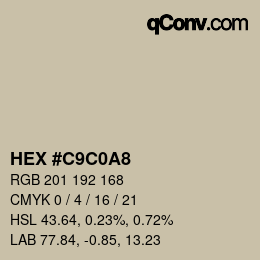 Color code: HEX #C9C0A8 | qconv.com