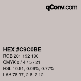 Color code: HEX #C9C0BE | qconv.com