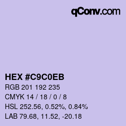 Color code: HEX #C9C0EB | qconv.com