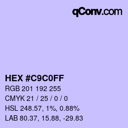 颜色代码: HEX #C9C0FF | qconv.com