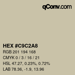 Color code: HEX #C9C2A8 | qconv.com