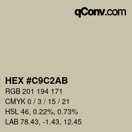 カラーコード: HEX #C9C2AB | qconv.com