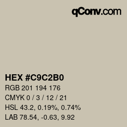 カラーコード: HEX #C9C2B0 | qconv.com