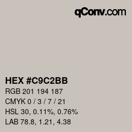 Color code: HEX #C9C2BB | qconv.com