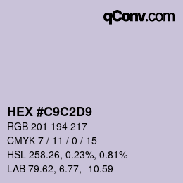 カラーコード: HEX #C9C2D9 | qconv.com