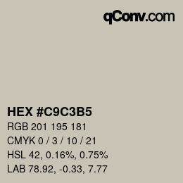 Color code: HEX #C9C3B5 | qconv.com
