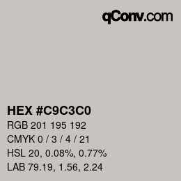 Color code: HEX #C9C3C0 | qconv.com