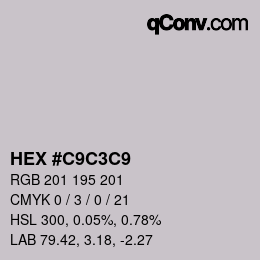 カラーコード: HEX #C9C3C9 | qconv.com