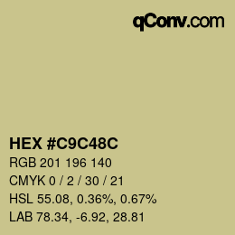 Color code: HEX #C9C48C | qconv.com