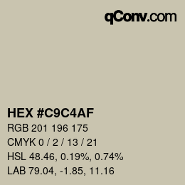 Farbcode: HEX #C9C4AF | qconv.com