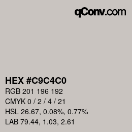 カラーコード: HEX #C9C4C0 | qconv.com