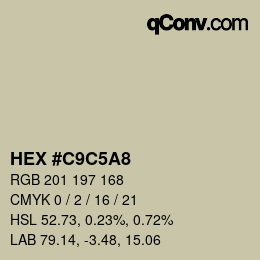 カラーコード: HEX #C9C5A8 | qconv.com