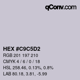 カラーコード: HEX #C9C5D2 | qconv.com