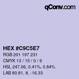 Code couleur: HEX #C9C5E7 | qconv.com