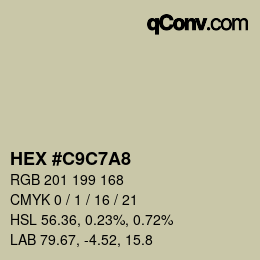 Color code: HEX #C9C7A8 | qconv.com