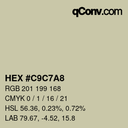カラーコード: HEX #C9C7A8 | qconv.com